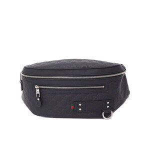 Gucci Guccissima Leather Web Belt Bag Black